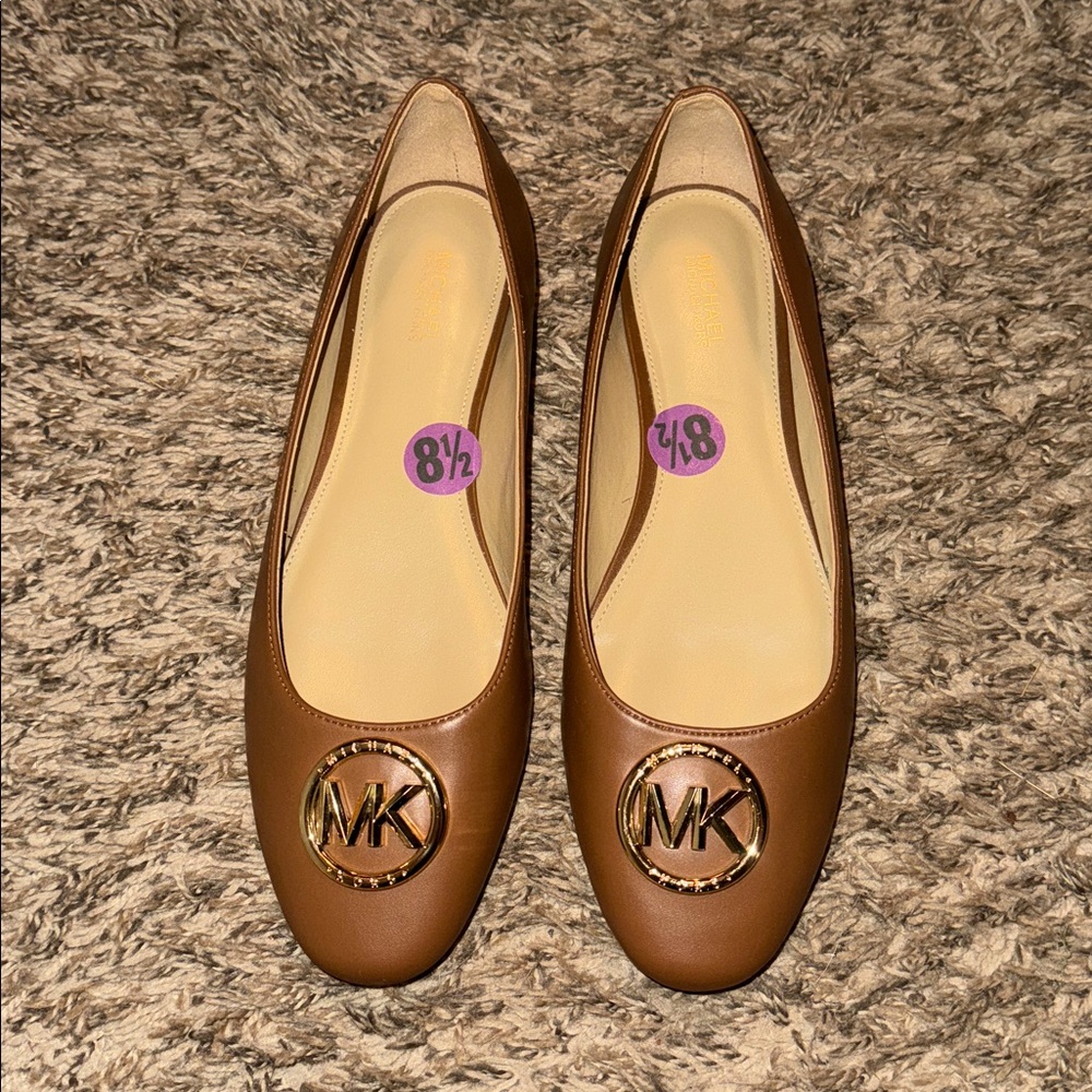 Michael Kors Tan Leather Ballet Flats